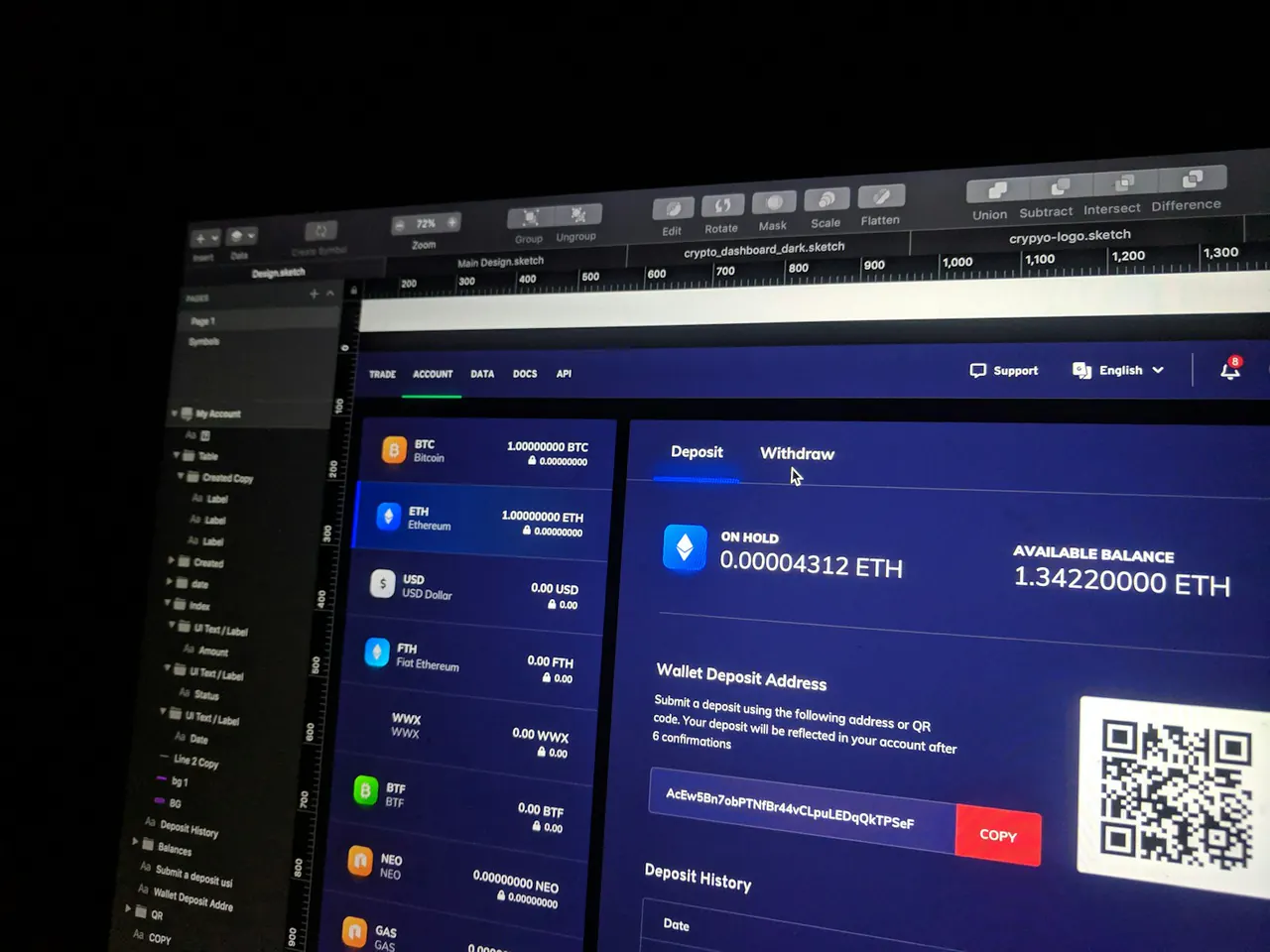 Digital interface and website design displayed on a screen